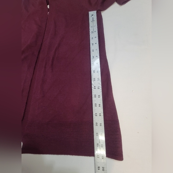 EVOLUTION BY CYRUS Ancho Chili Burgandy Open Front Cardigan Sweater Size Small - Picture 5 of 9